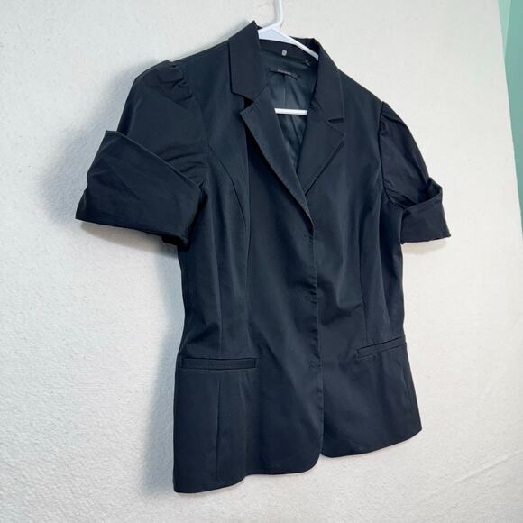 Elie Tahari Snap Button Closure Notched Lapel Collar Size Medium Black Blazer - Picture 3 of 9